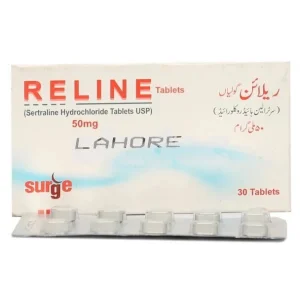 Reline Tablet 50 mg on a white surface.