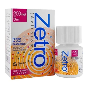 Zetro 200mg Syrup - Antibiotic for Upper and Lower Respiratory Tract Infections, Skin Infections,