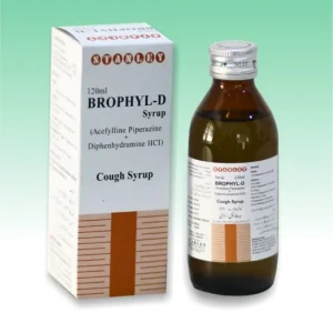 Brophyl-D Syrup - A pack of Brophyl-D Syrup with active ingredients Acefylline Piperazine and Diphenhydramine Hcl.