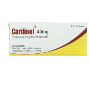 Cardinol 40mg Tablet - Used for hypertension, angina, arrhythmia, and heart attack.