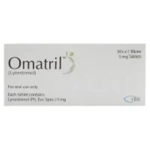 Omatril Tablet 5mg: A white, round pill on a white background.