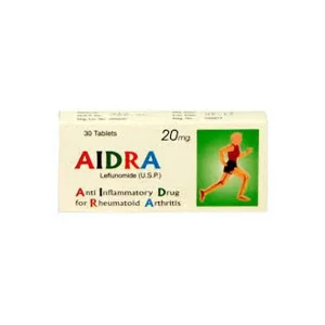 A blister pack of Aidra tablets, showing the tablets in individual compartments with clear labeling.