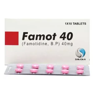 Image of Famot Tablets, medication for acidity and ulcers.
