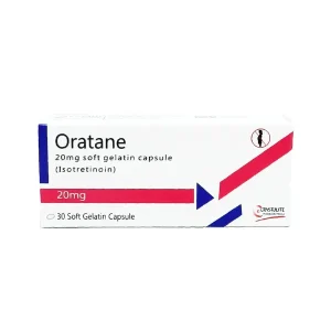 A blister pack of Oratane capsules 20 mg.