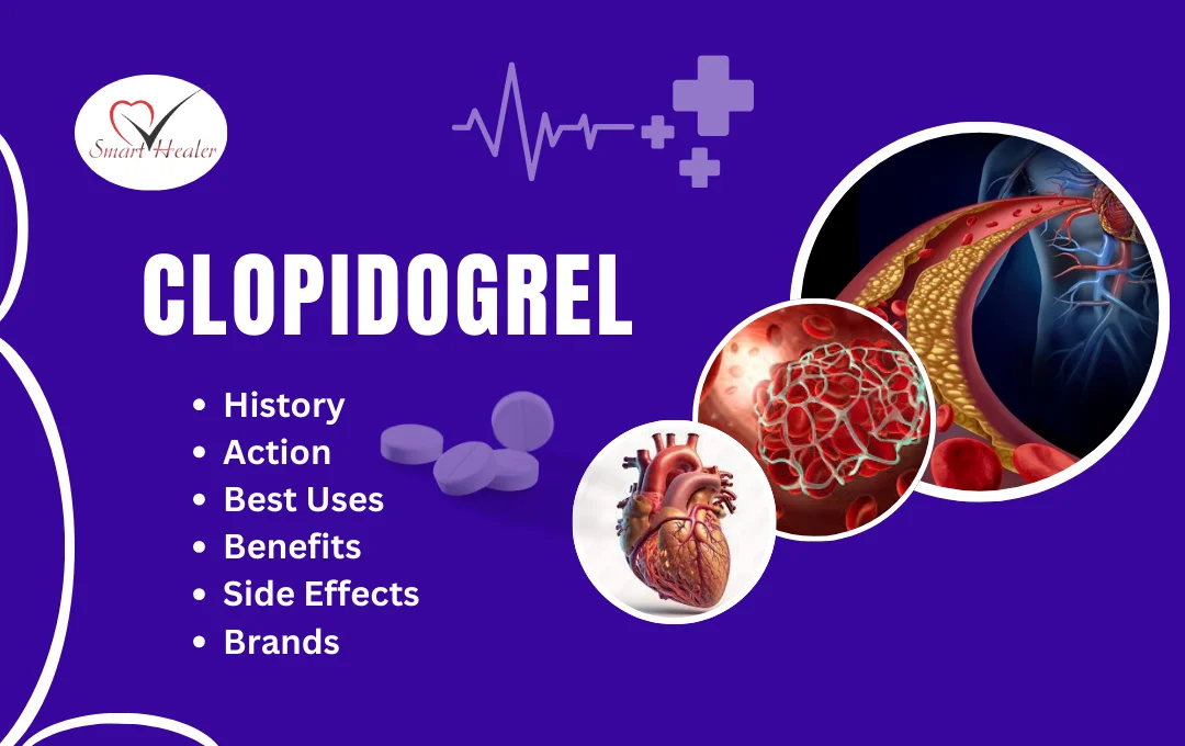 Clopidogrel, History, Action, best Uses, Uses in Urdu, Benefits, Side effects, & Top10 brands